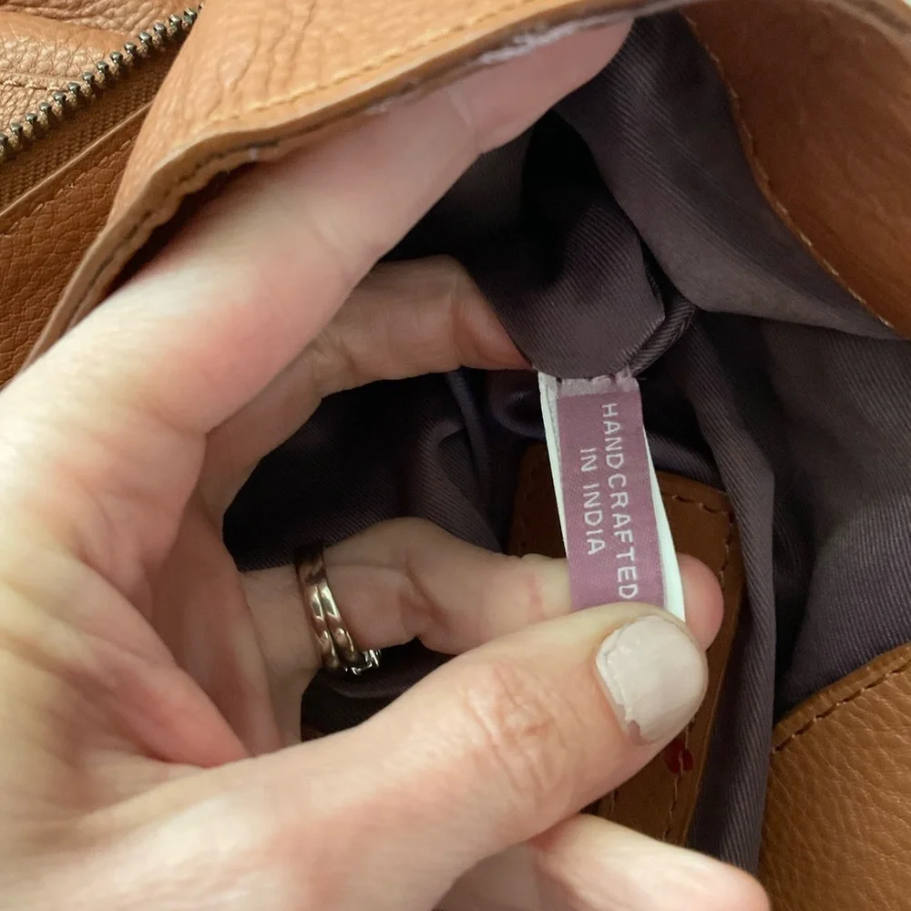 Kooba Whiskey Brown Zip Double Strap Hobo Satchel Tote Bag Medium Size